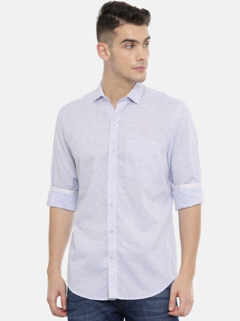 

John Players Men Blue Slim Fit Solid Casual Shirt
