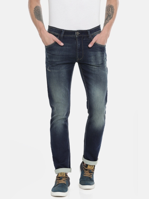 

John Players Men Blue Skinny Fit Low-Rise Low Distress Stretchable Jeans