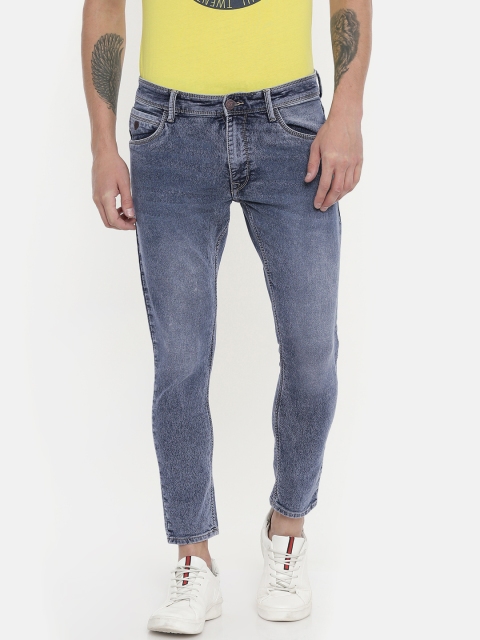

John Players Men Blue Skinny Fit Low-Rise Clean Look Cropped Jeans