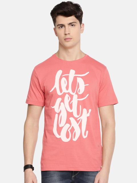 

John Players Men Pink Printed Slim Fit Round Neck T-shirt