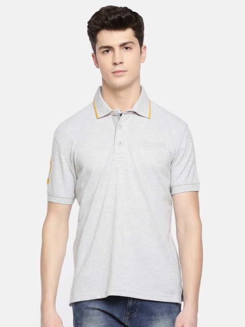 

John Players Men Grey Solid Slim Fit Polo Collar T-shirt