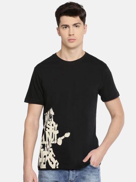 

John Players Men Black Printed Slim Fit Round Neck T-shirt