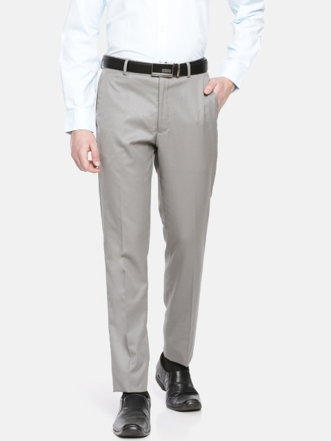 

John Players Men Grey Skinny Fit Solid Formal Trousers