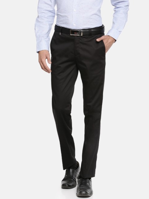 

John Players Men Black Slim Fit Solid Formal Trousers