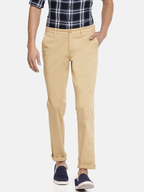 

John Players Men Beige Slim Fit Solid Chinos