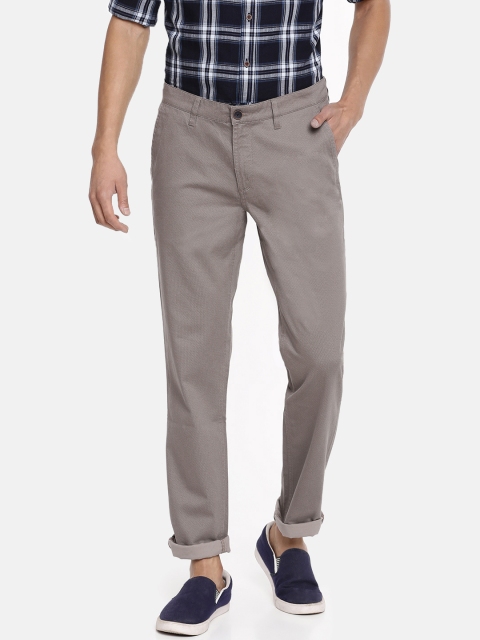 

John Players Men Grey Printed Slim Fit Regular Trousers