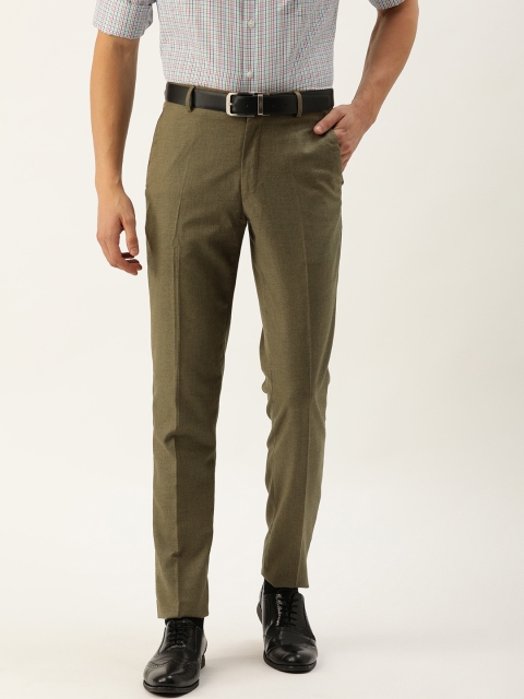 

John Players Men Brown Skinny Fit Solid Formal Trousers