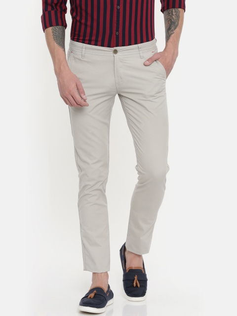 

John Players Men Grey Skinny Fit Solid Trousers