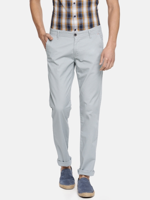 

John Players Men Blue Solid Cropped Fit Chinos