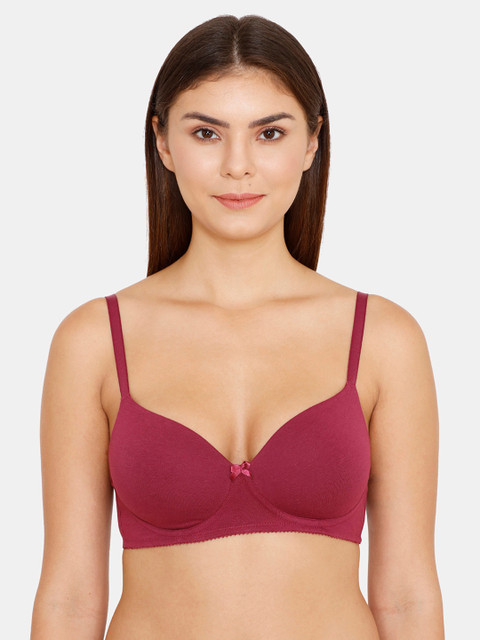 

Zivame Burgundy Solid Non-Wired Lightly Padded T-shirt Bra ZI1137COREM