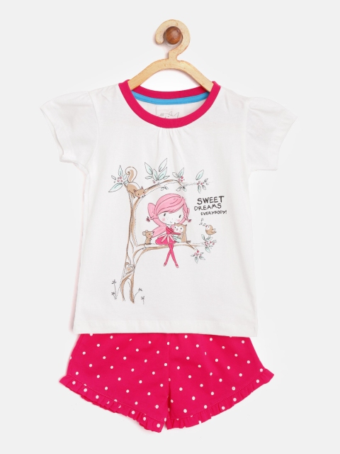 

Lazy Shark Girls White & Pink Printed Co-Ords Set