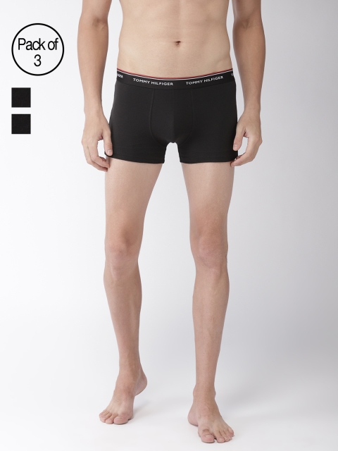 

Tommy Hilfiger Men Pack of 3 Solid Trunks P9AB4178, Black