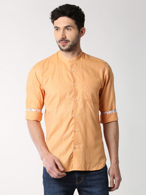 

Peter England Men Peach-Coloured Slim Fit Self Design Casual Shirt