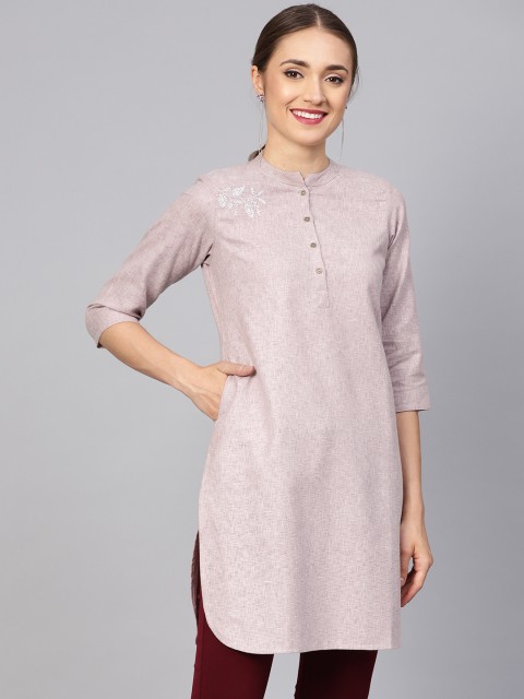 

Jaipur Kurti Women Pink Solid Straight Kurta