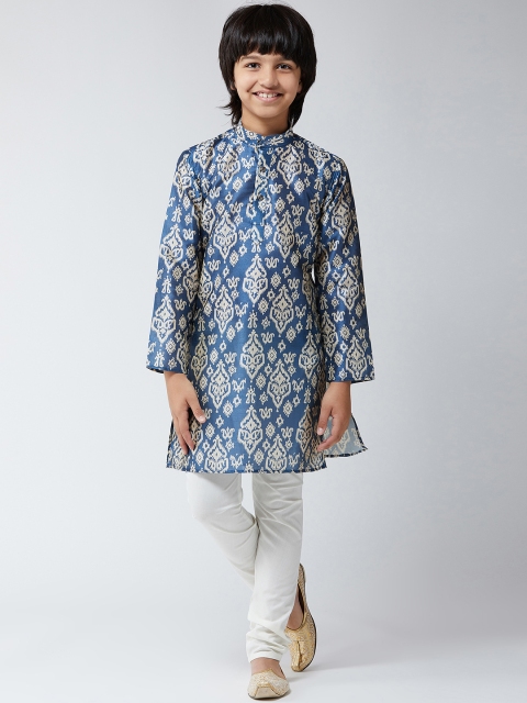 

SOJANYA Boys Blue & Off-White Printed Kurta with Churidar