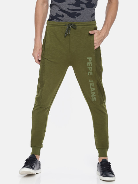 

Pepe Jeans Men Olive Green Regular Fit Solid Joggers