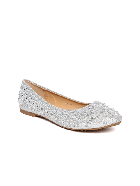 

Wet Blue Women Silver-Toned Embellished Flat Shoes