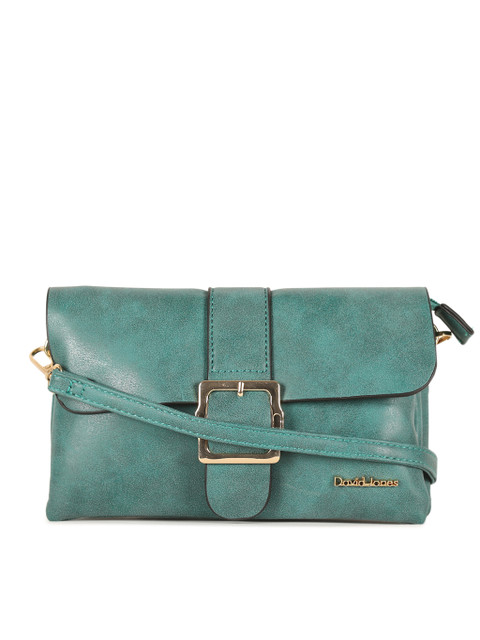 

David Jones Sea Green Solid Sling Bag