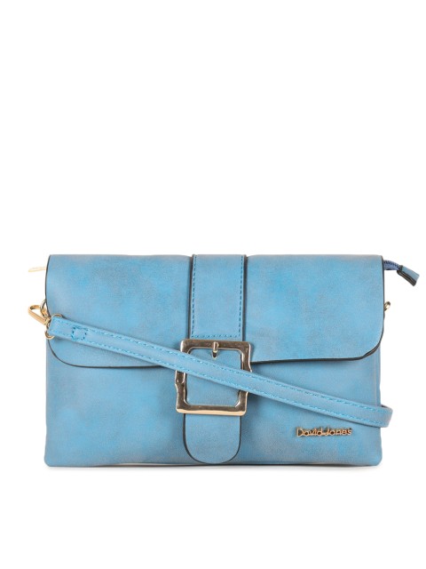 

David Jones Blue Solid Sling Bag