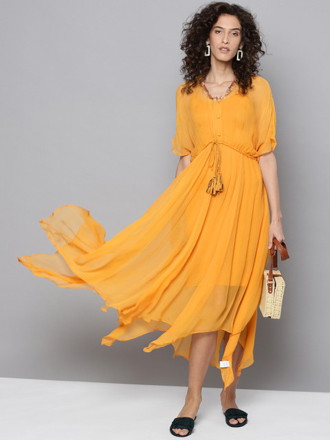 

Label Ritu Kumar Women Orange Solid A-line Dress