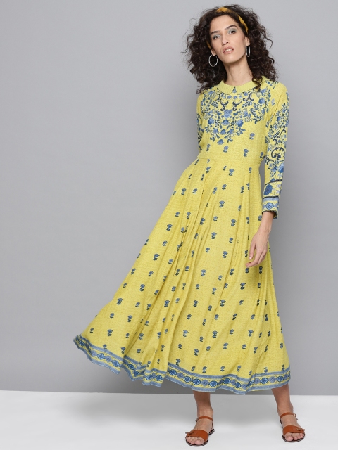 

Label Ritu Kumar Women Green Printed Maxi Dress