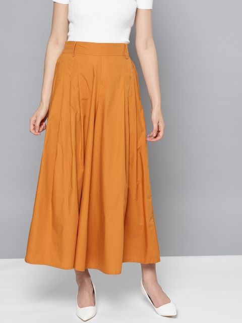 

Label Ritu Kumar Women Mustard Yellow Solid Flared Palazzos