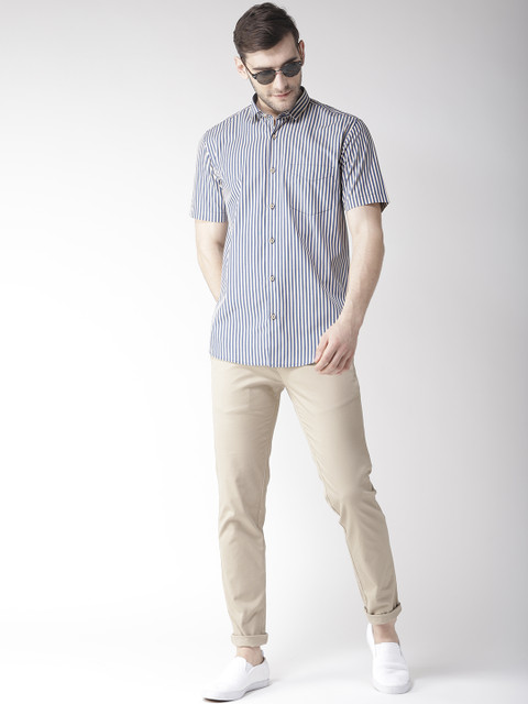 

Richlook Men Blue & Yellow Slim Fit Striped Casual Shirt