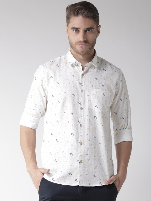 

Richlook Men White & Yellow Slim Fit Printed Casual Shirt