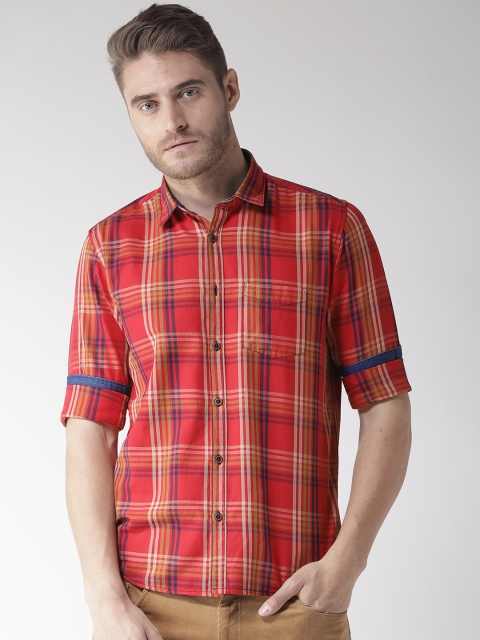 

Richlook Men Red & Beige Slim Fit Checked Casual Shirt