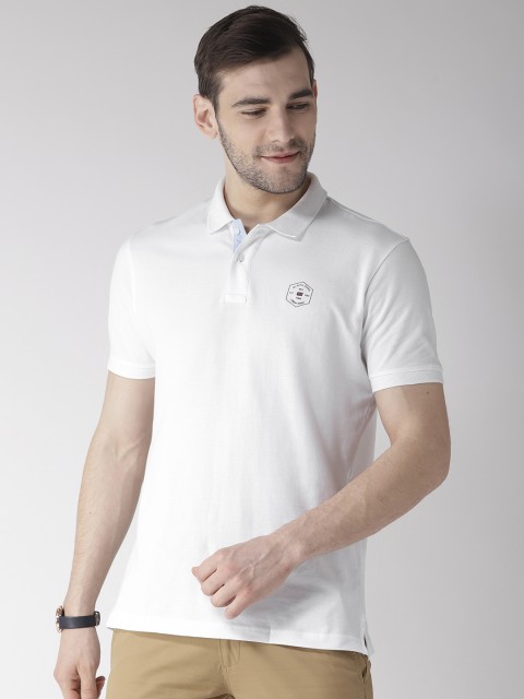 

Richlook Men White Solid Polo Collar T-shirt