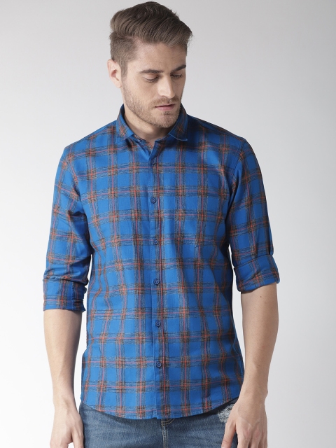 

Richlook Men Blue & Black Slim Fit Checked Casual Shirt