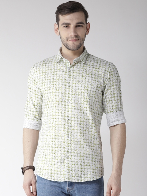 

Richlook Men Green & White Slim Fit Printed Casual Shirt