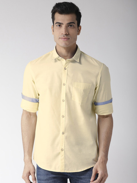 

Richlook Men Yellow Slim Fit Solid Casual Shirt