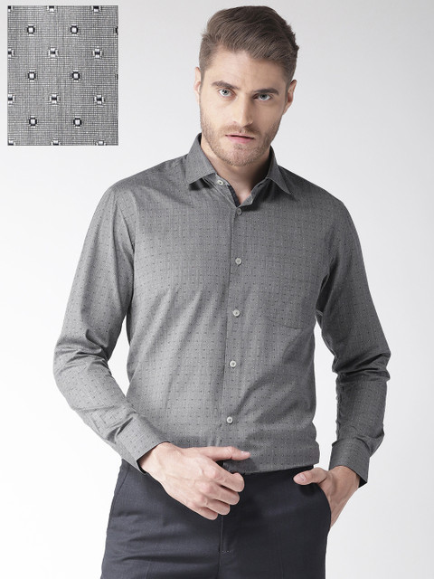 

Richlook Men Charcoal Grey Self Design Formal Shirt