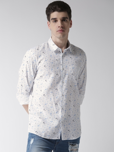 

Richlook Men White & Blue Slim Fit Printed Casual Shirt