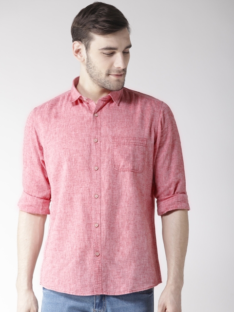 

Richlook Men Pink Slim Fit Linen Solid Casual Shirt