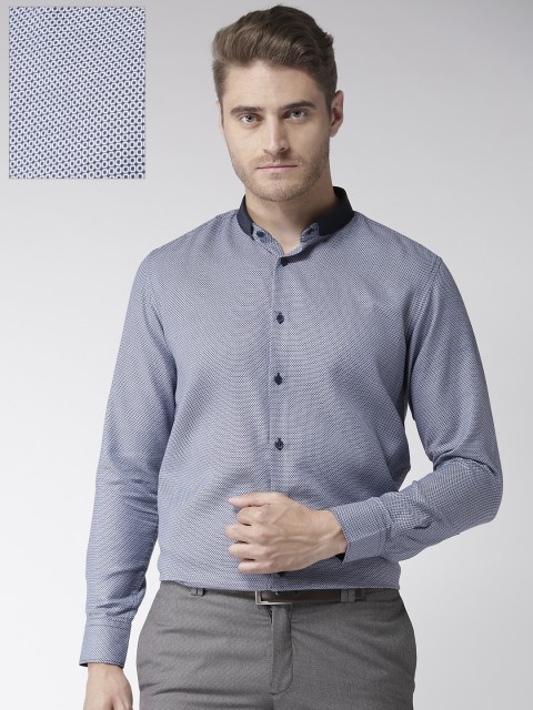 

Richlook Men Blue Regular Fit Self Design Smart Casual Shirt
