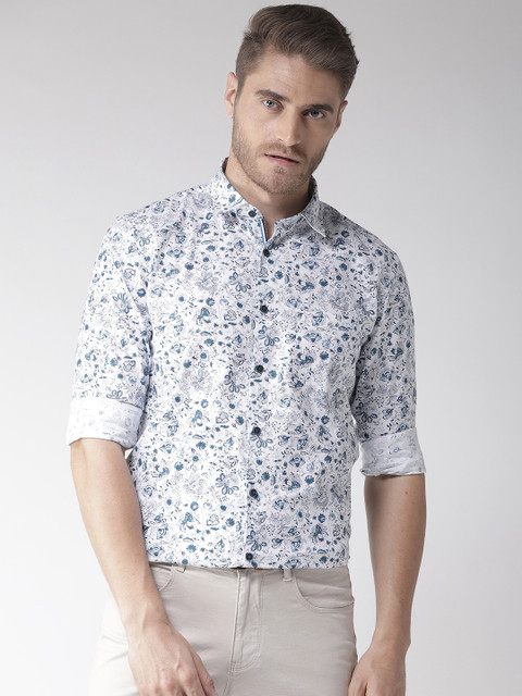 

Richlook Men White & Blue Regular Fit Printed Casual Shirt