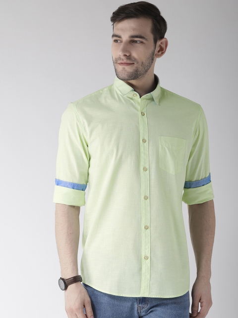 

Richlook Men Green Slim Fit Solid Casual Shirt