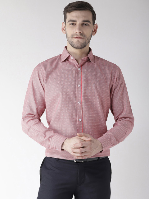 

Richlook Men Red & White Regular Fit Self Design Smart Casual Shirt
