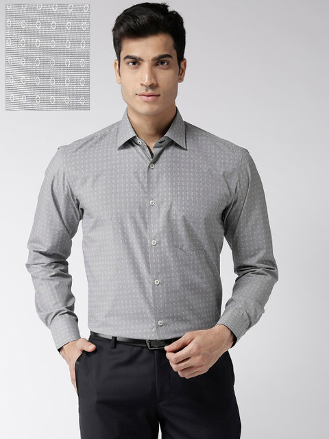 

Richlook Men Grey & White Regular Fit Self Design Formal Shirt
