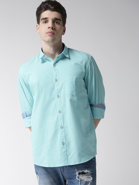 

Richlook Men Blue Slim Fit Solid Casual Shirt
