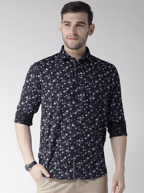 

Richlook Men Black & Blue Slim Fit Printed Casual Shirt