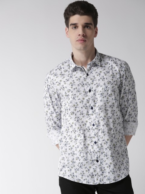 

Richlook Men White & Navy Blue Slim Fit Printed Casual Shirt