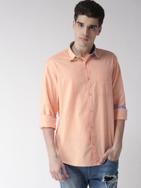 

Richlook Men Peach-Coloured Slim Fit Solid Casual Shirt