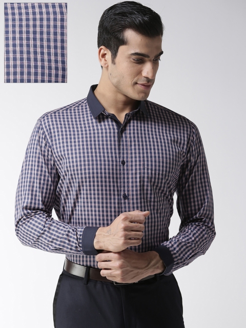 

Richlook Men Navy Blue & Red Regular Fit Checked Formal Shirt