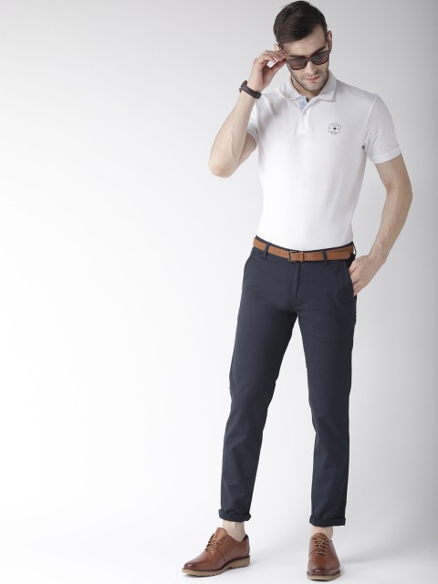 

Richlook Men Navy Blue Slim Fit Solid Regular Trousers