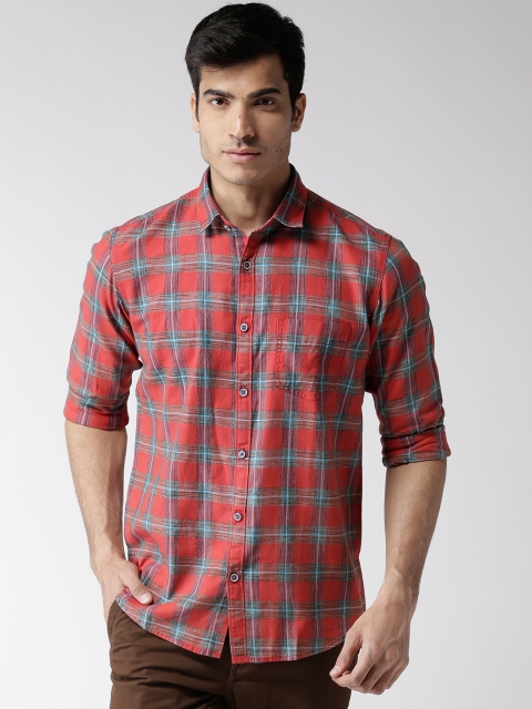 

Richlook Men Red & Blue Slim Fit Checked Casual Shirt