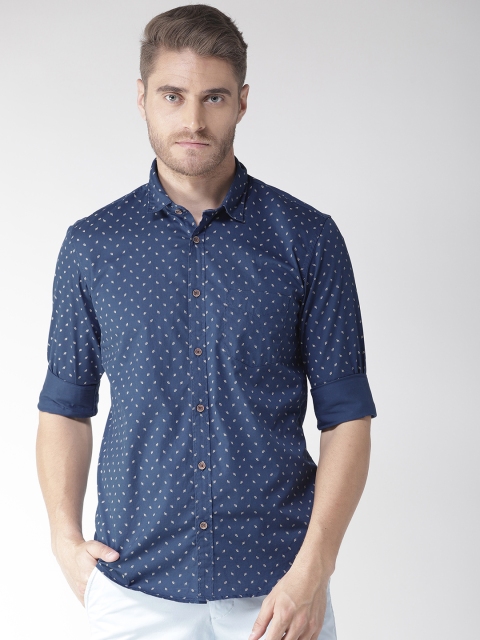 

Richlook Men Navy Blue Slim Fit Printed Casual Shirt