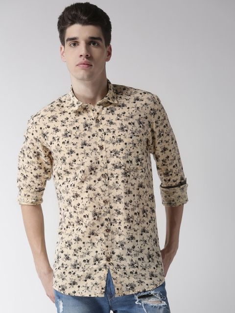 

Richlook Men Beige & Black Slim Fit Floral Print Casual Shirt